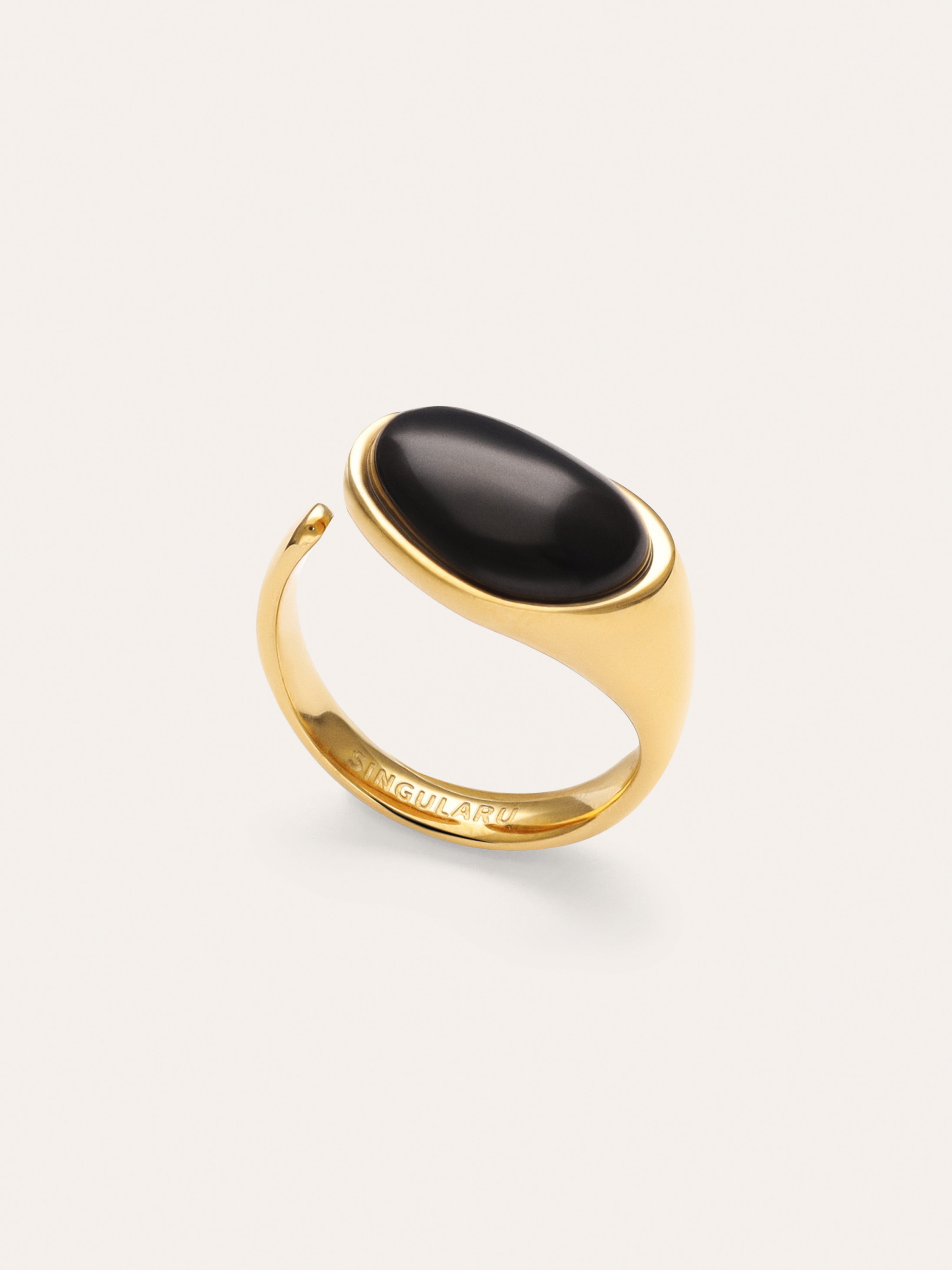 Anillo Black Catalina Acero Baño Oro