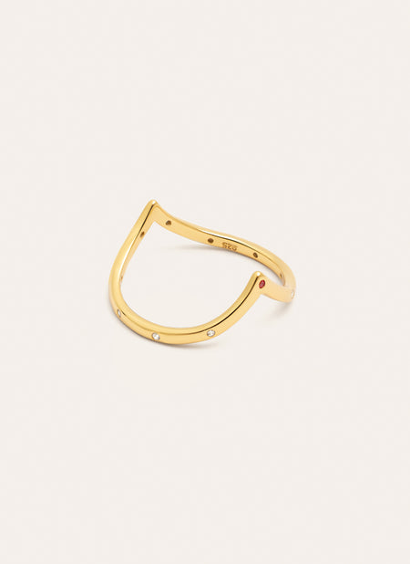 Anillo Doble Peak Pink Plata Baño Oro