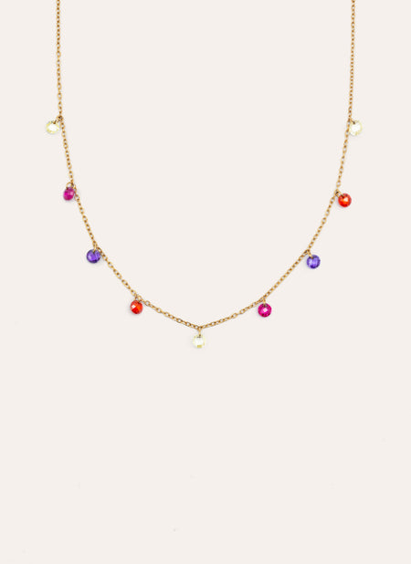 Collar Color Bits Acero Baño Oro