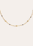 Collar Dots L Black Enamel Acero Baño Oro