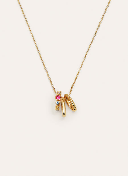 Collar Pebble Family Colors Baño Oro