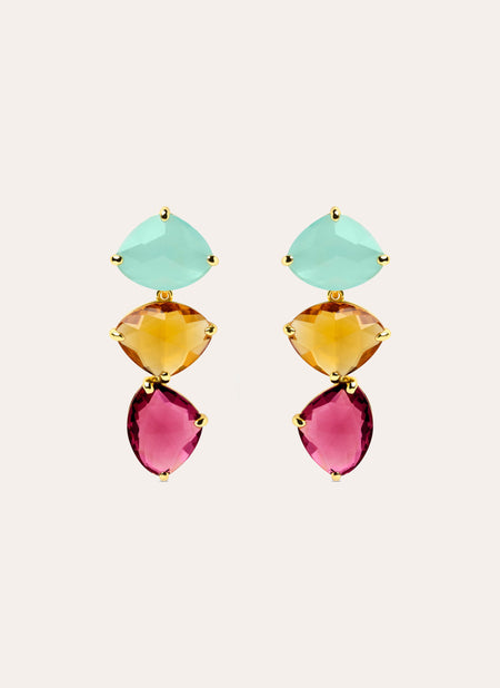 Pendientes Drop Narciso Plata Baño Oro