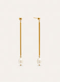Pearl Stick Stainless Steel Gold Earrings