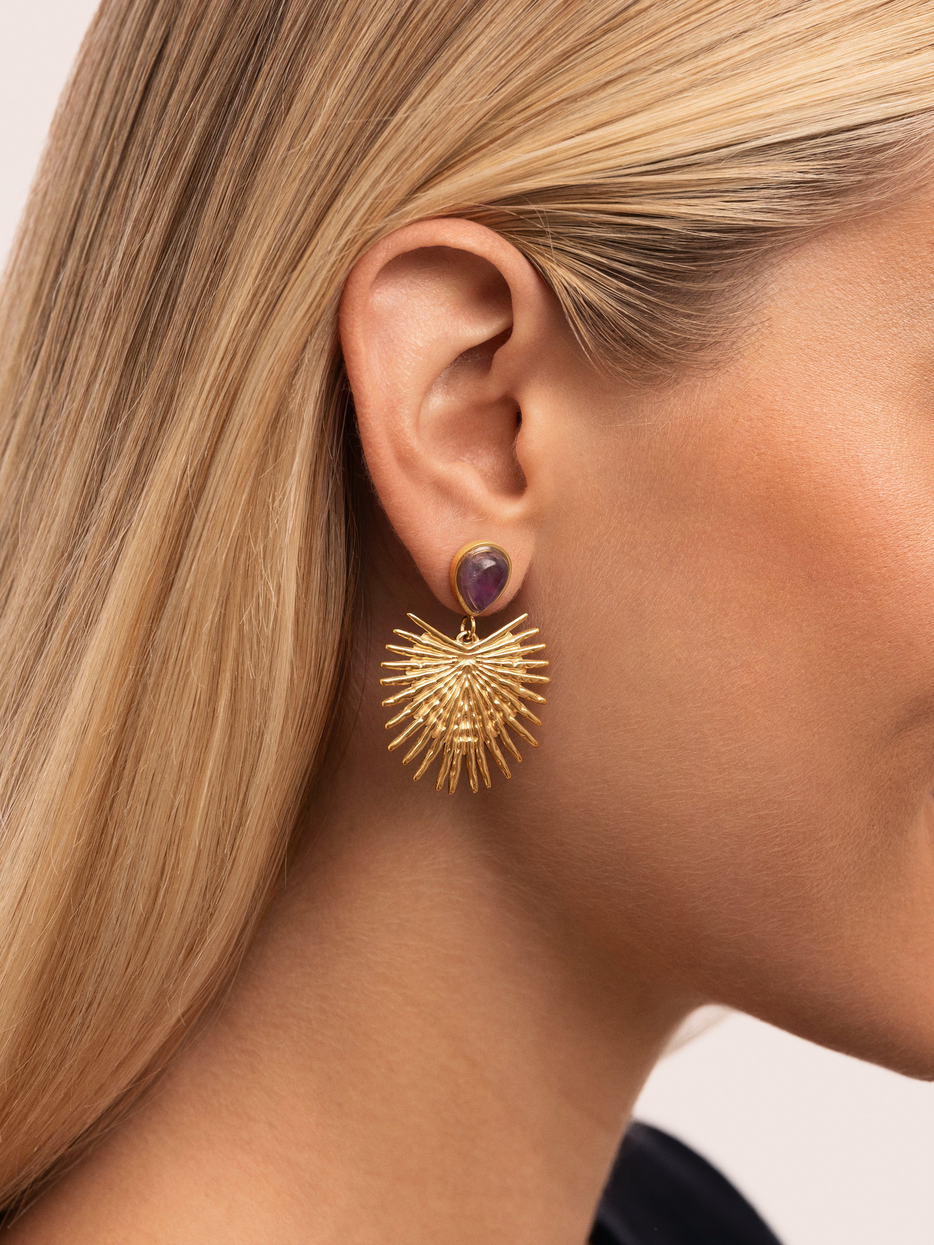 Pendientes Purple Catalina Acero Baño Oro