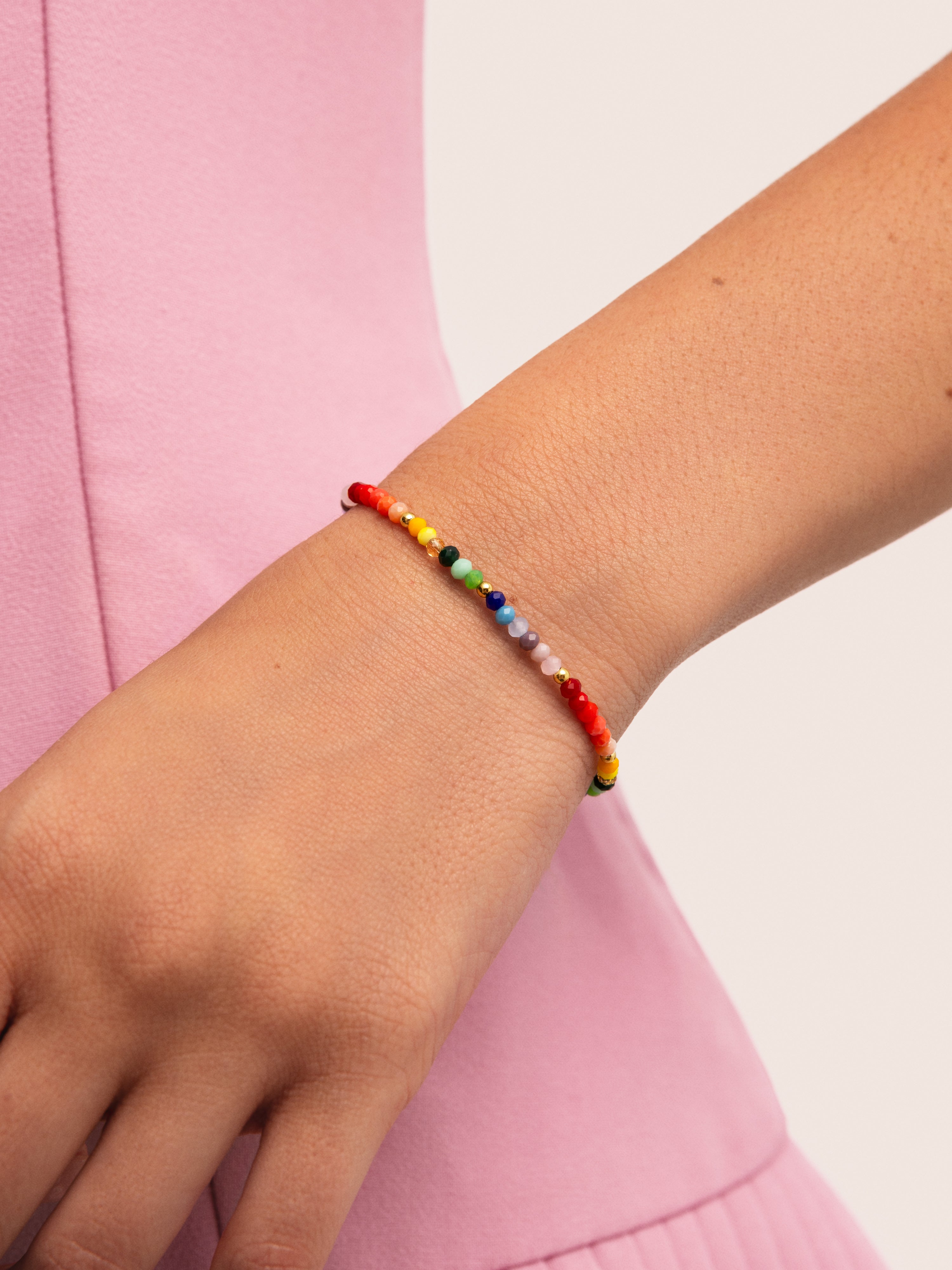 Pulsera Crystals Rainbow Acero Baño Oro