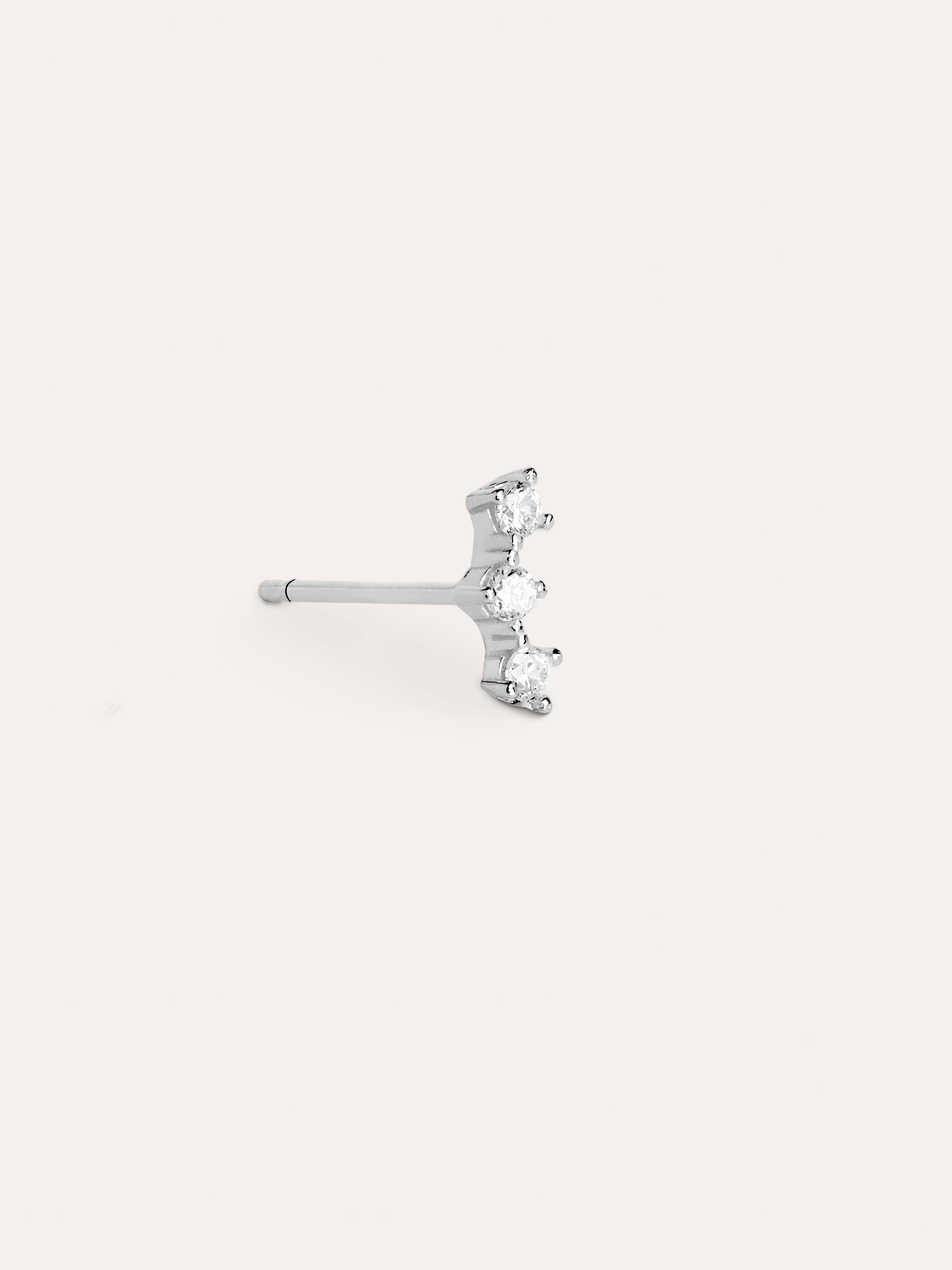 Triple Spark Silver Single Earring