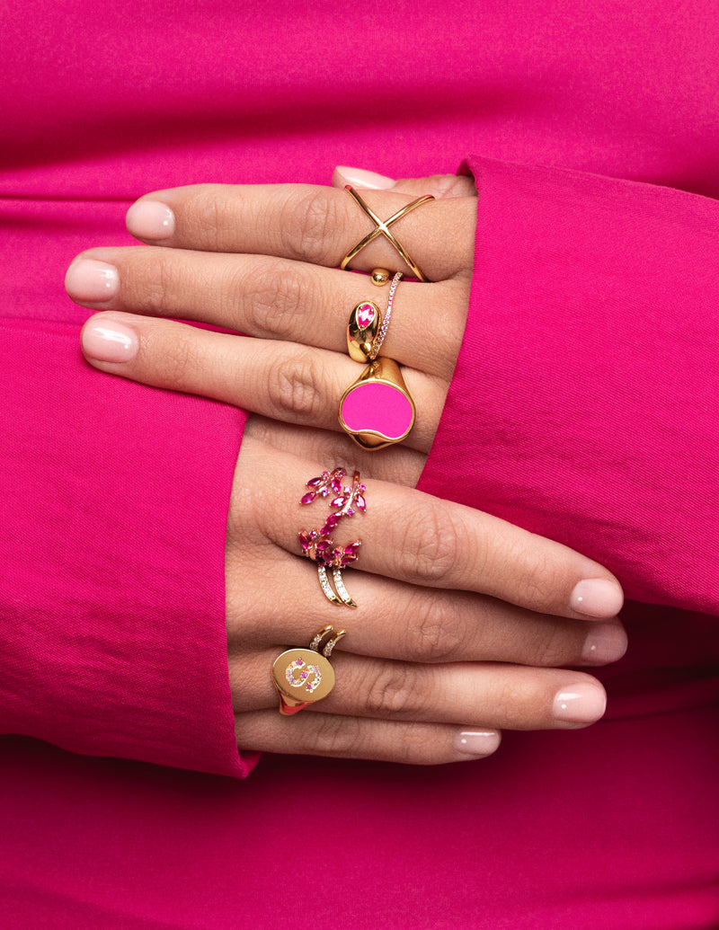 Raspberry Bougainvillea Ring Rose Gold 