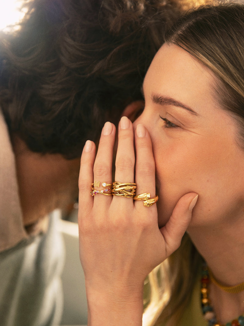 Abbaccio Stars Stainless Steel Gold Ring