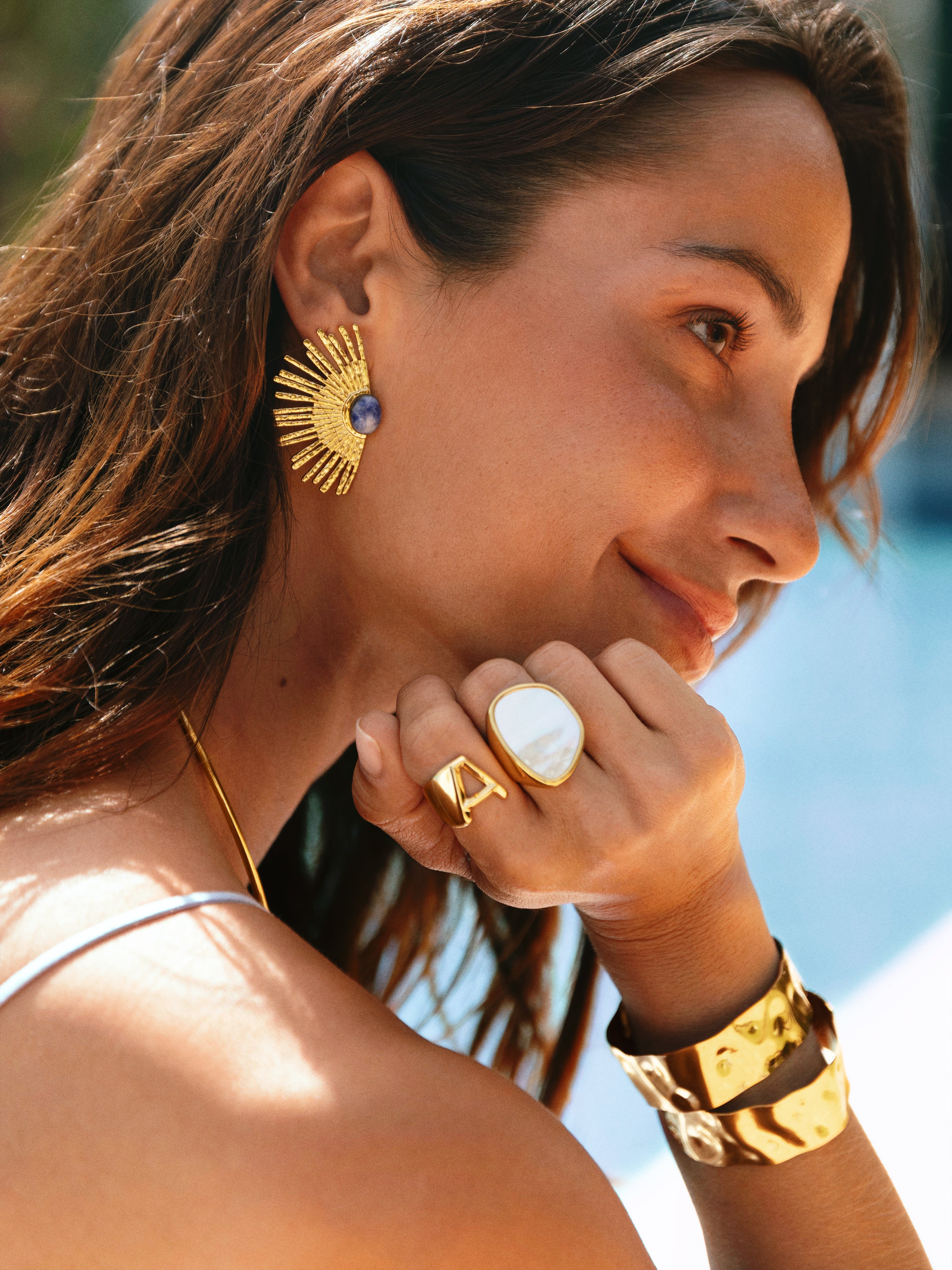Ibiza Sterling Steel Gold Ring