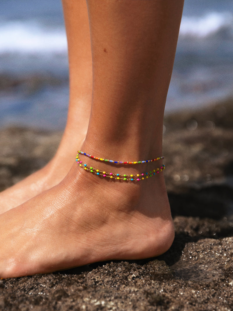 Rainbow Stainless Steel Gold Anklet