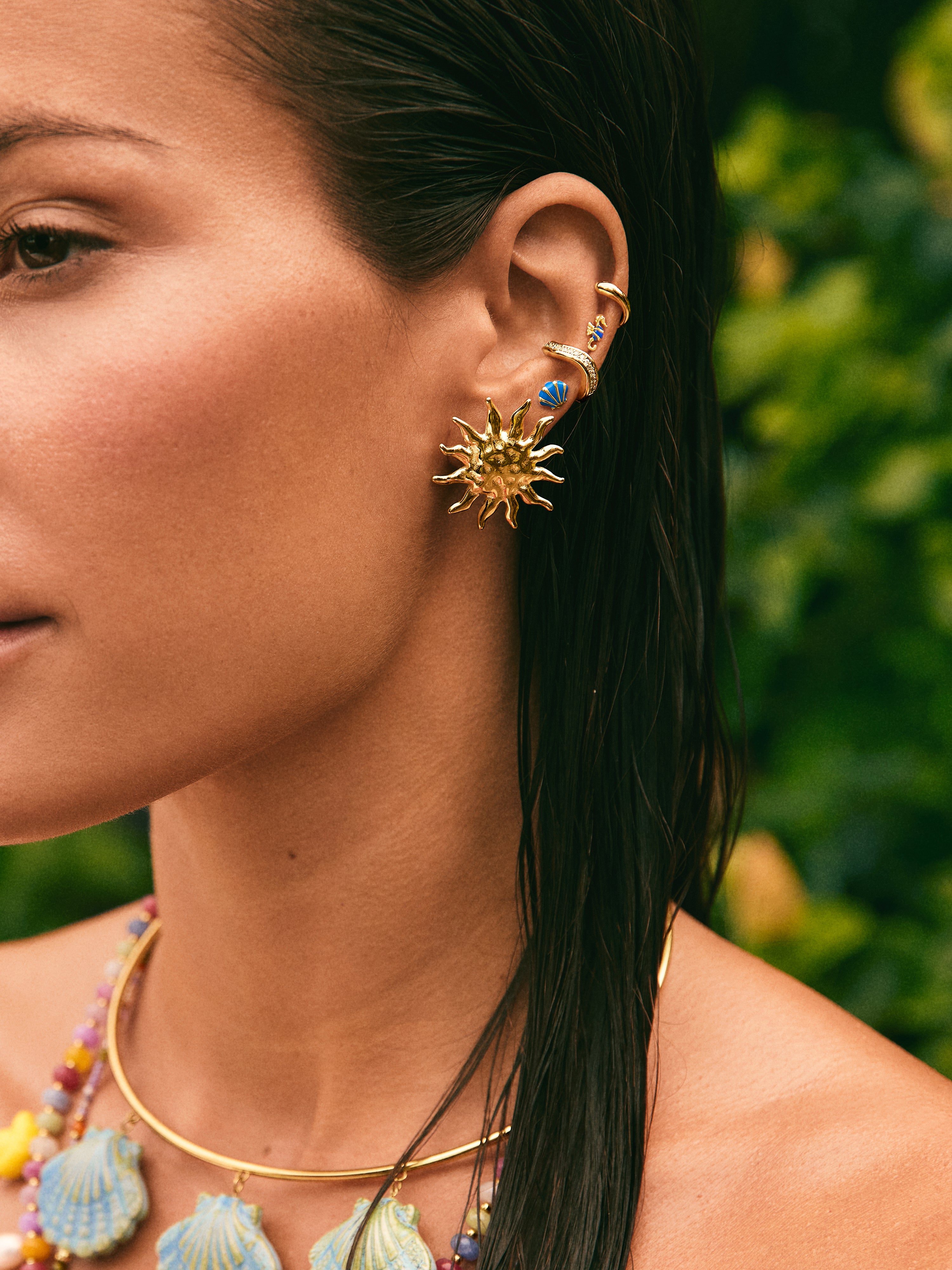 Drop Gold Ear Cuff Single Earring