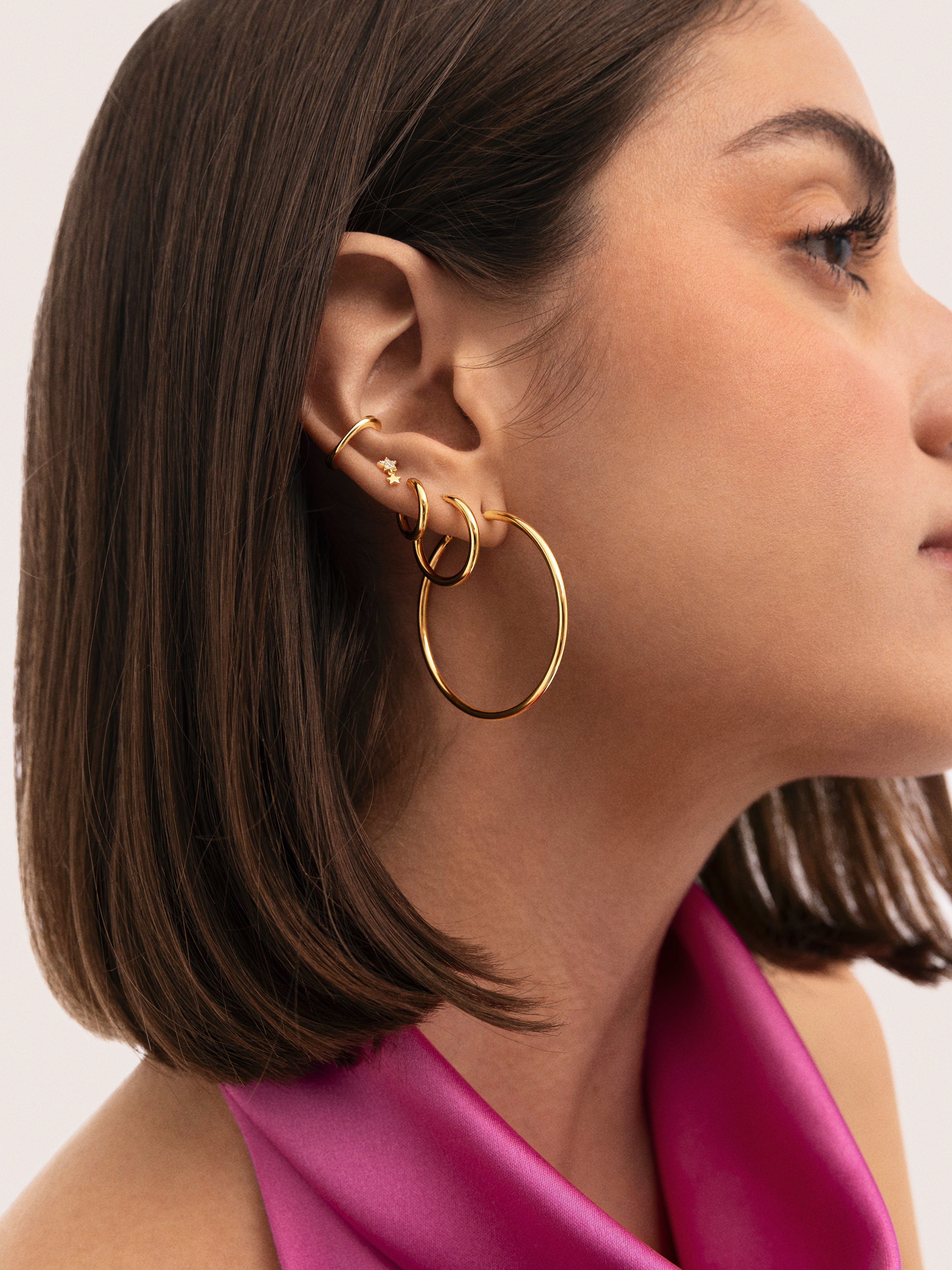 Maria L Hoops Stainless Steel Gold 