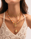 Collar Ámbar Stones Acero Baño Oro