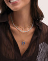 Collana Mini Moon Blu Acciaio Placcato Oro