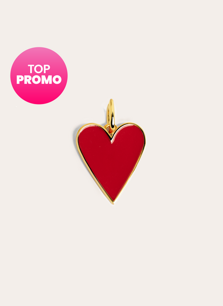 Charm Lovely Heart Red Enamel Baño Oro