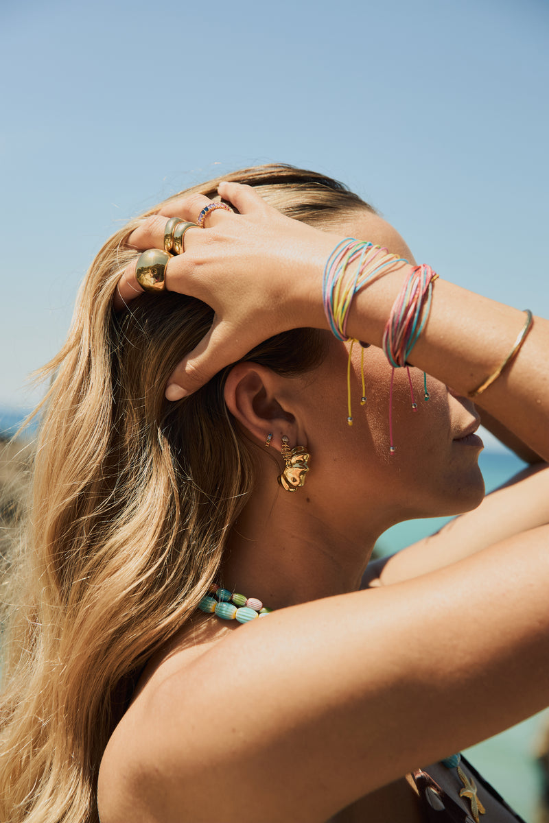 Puff Stainless Steel Gold Hoop Earrings