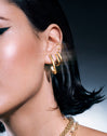 Pendiente Suelto Rayo Acero Baño Oro