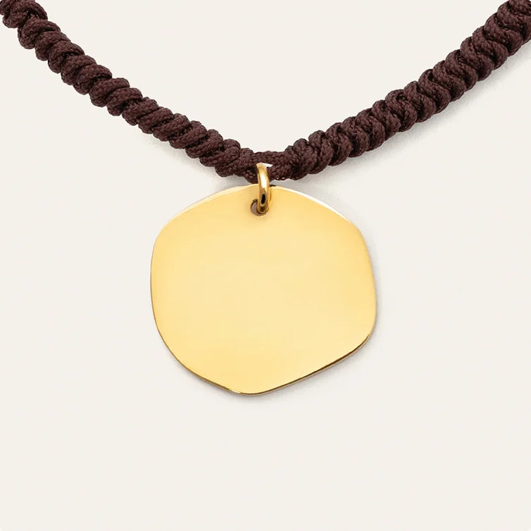 Brown Medallion Personalized Stainless Steel Gold Bracelet