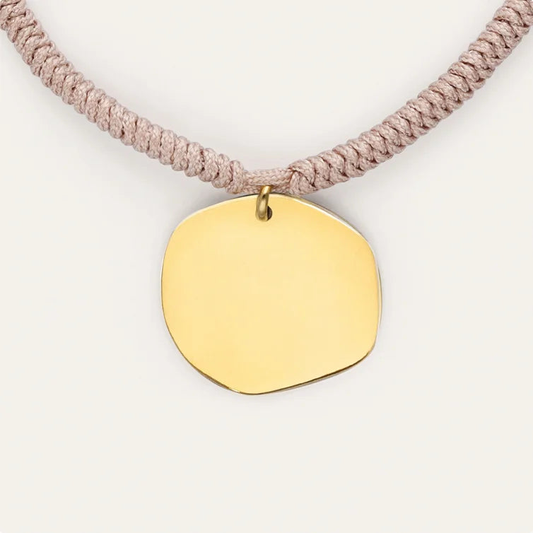 Personalized Medallion Organic Pink Stainless Steel Gold Bracelet
