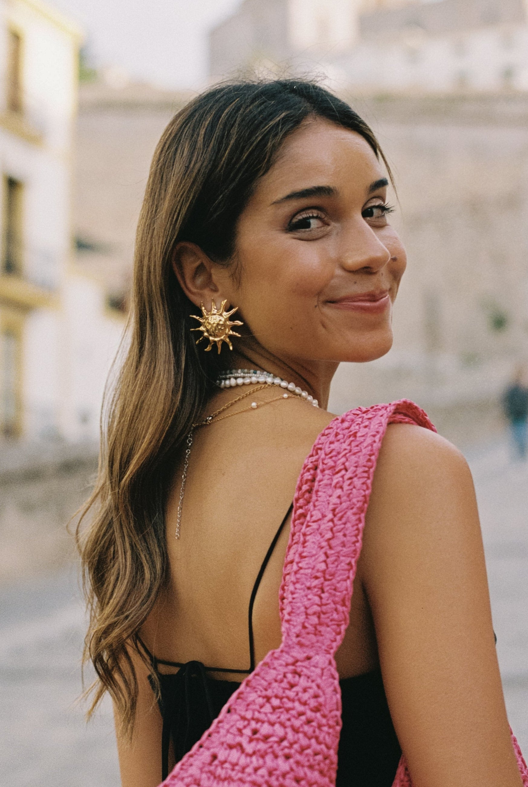 Sun Light Stainless Steel Gold Earrings