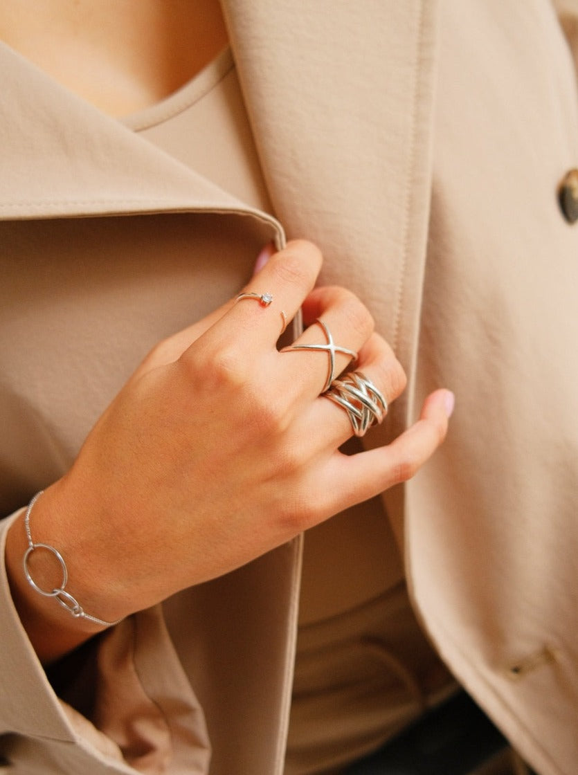 Anillo Triple Cross Acero