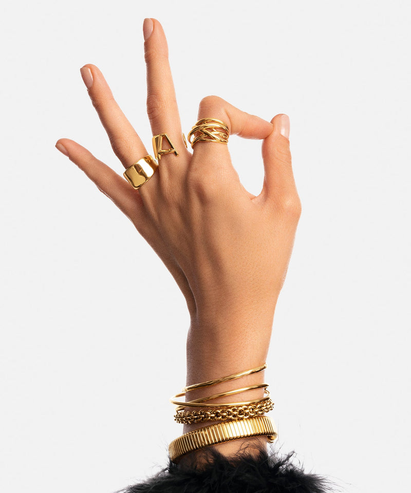 Letter Signet Personalized Gold Ring