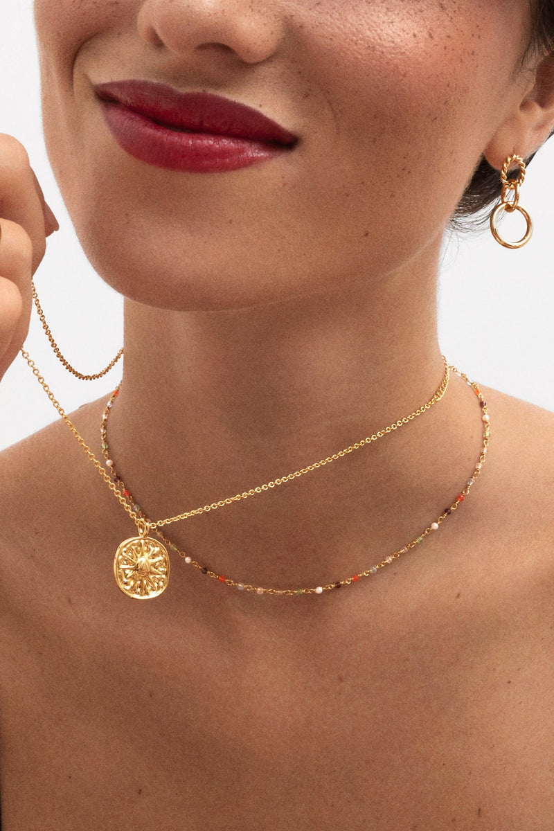 Mini Crystals Colors Gold Necklace