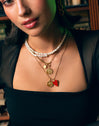 Charm Lovely Heart Red Enamel Baño Oro
