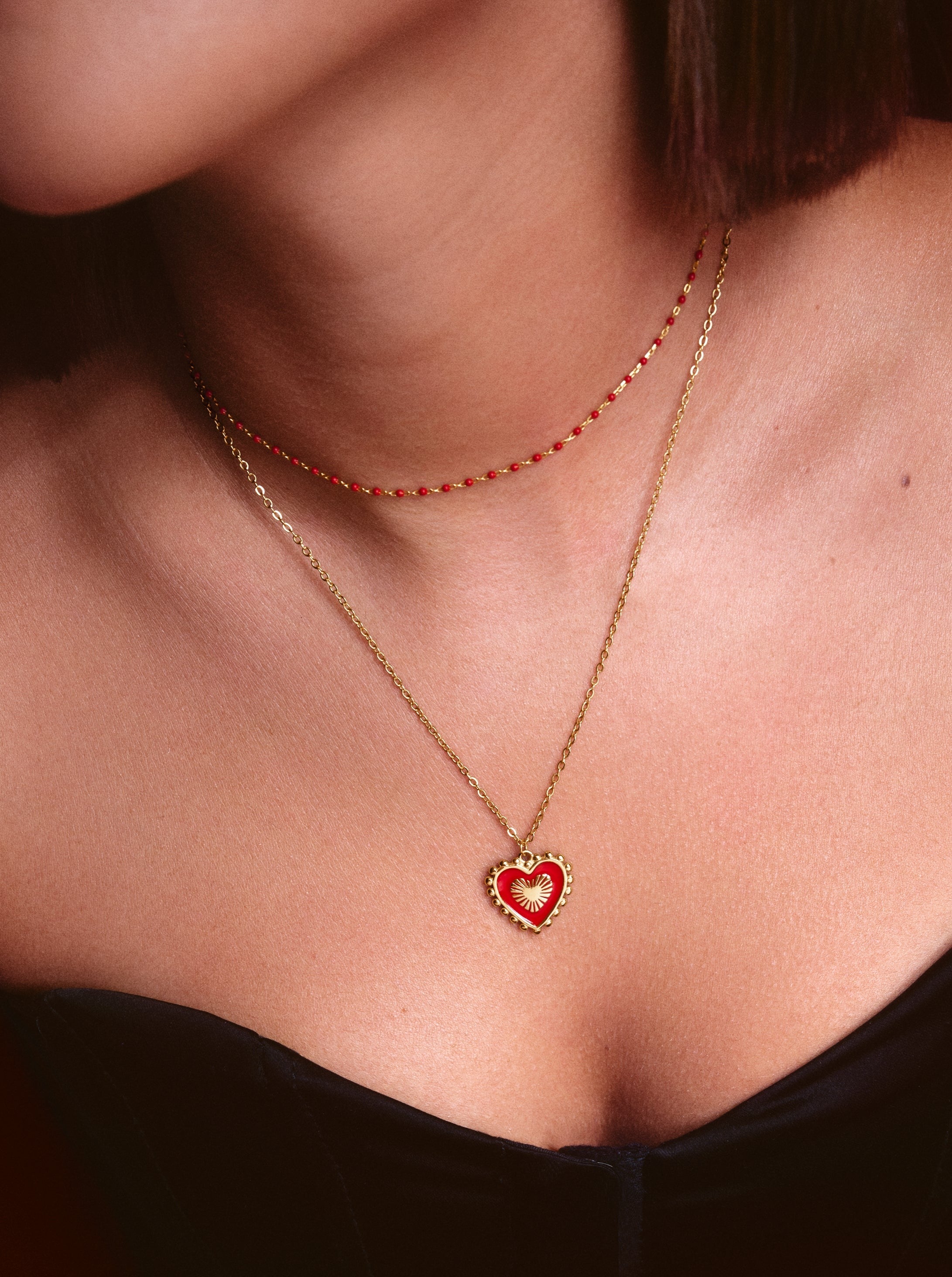 Reversed Heart Enamel Stainless Steel Necklace