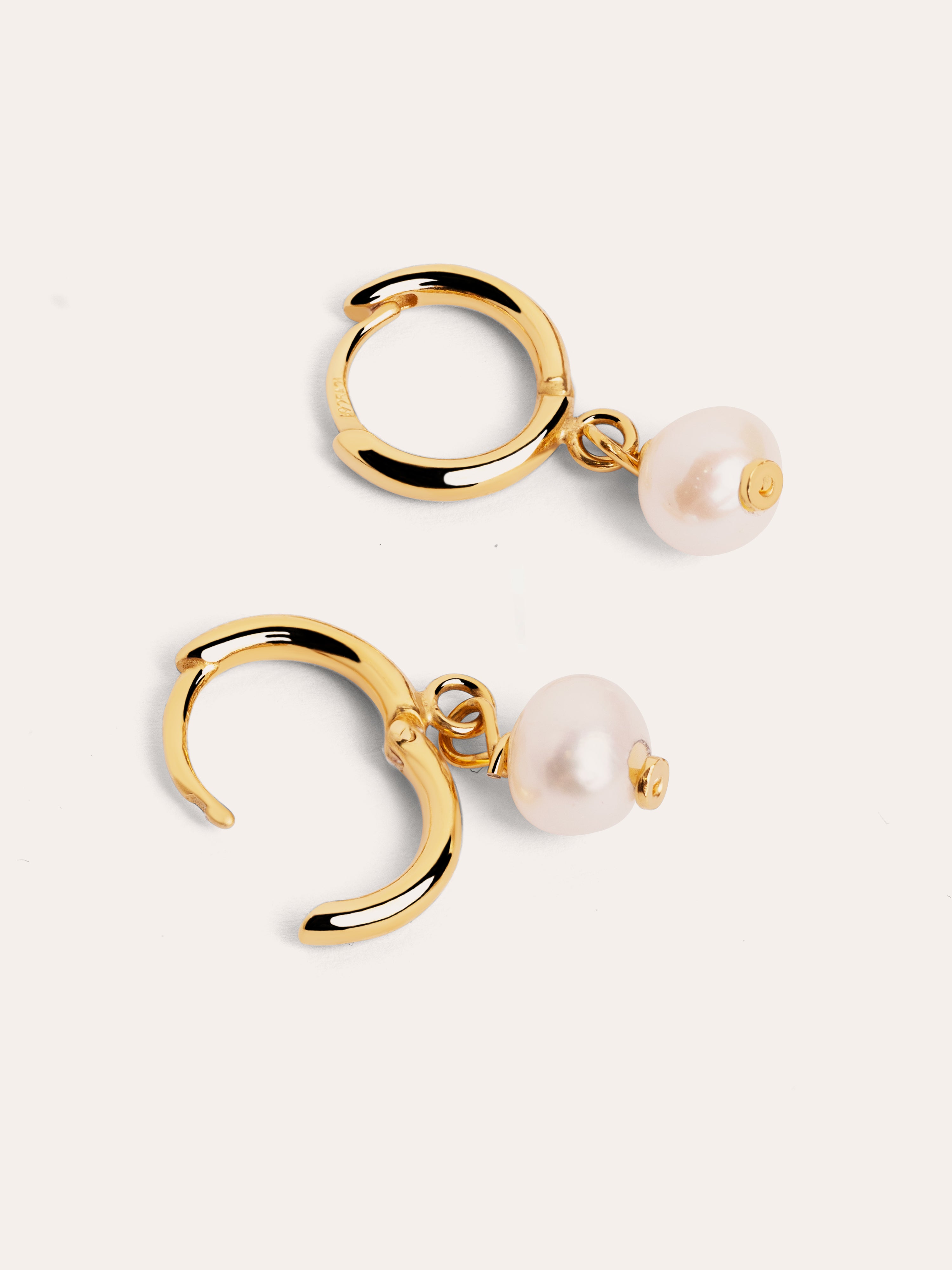 Pendientes Aro Pearl Plata Baño Oro