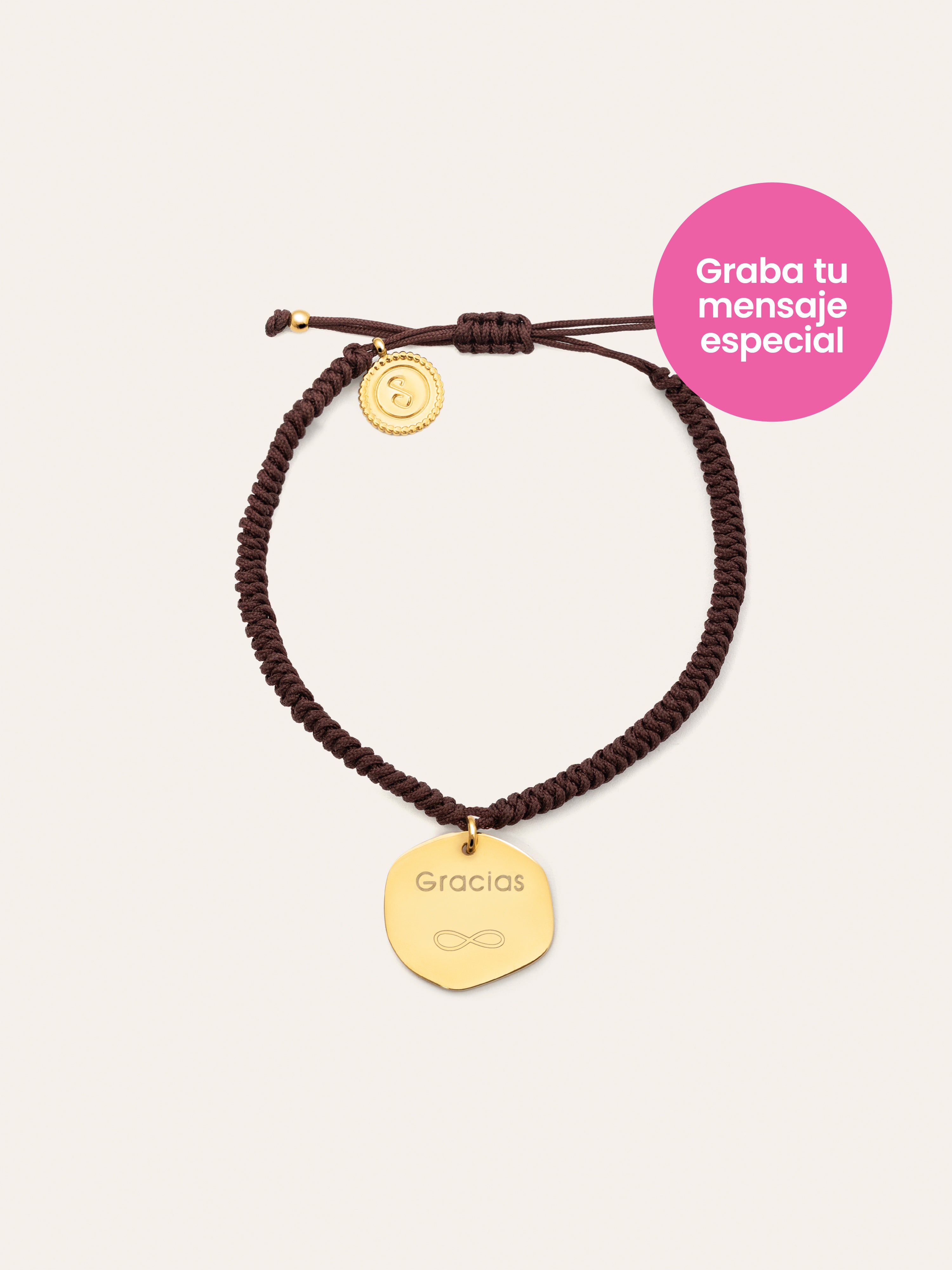 Brown Medallion Personalized Stainless Steel Gold Bracelet