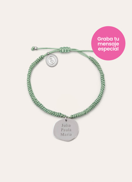 Green Medallion Personalized Stainless Steel Bracelet 