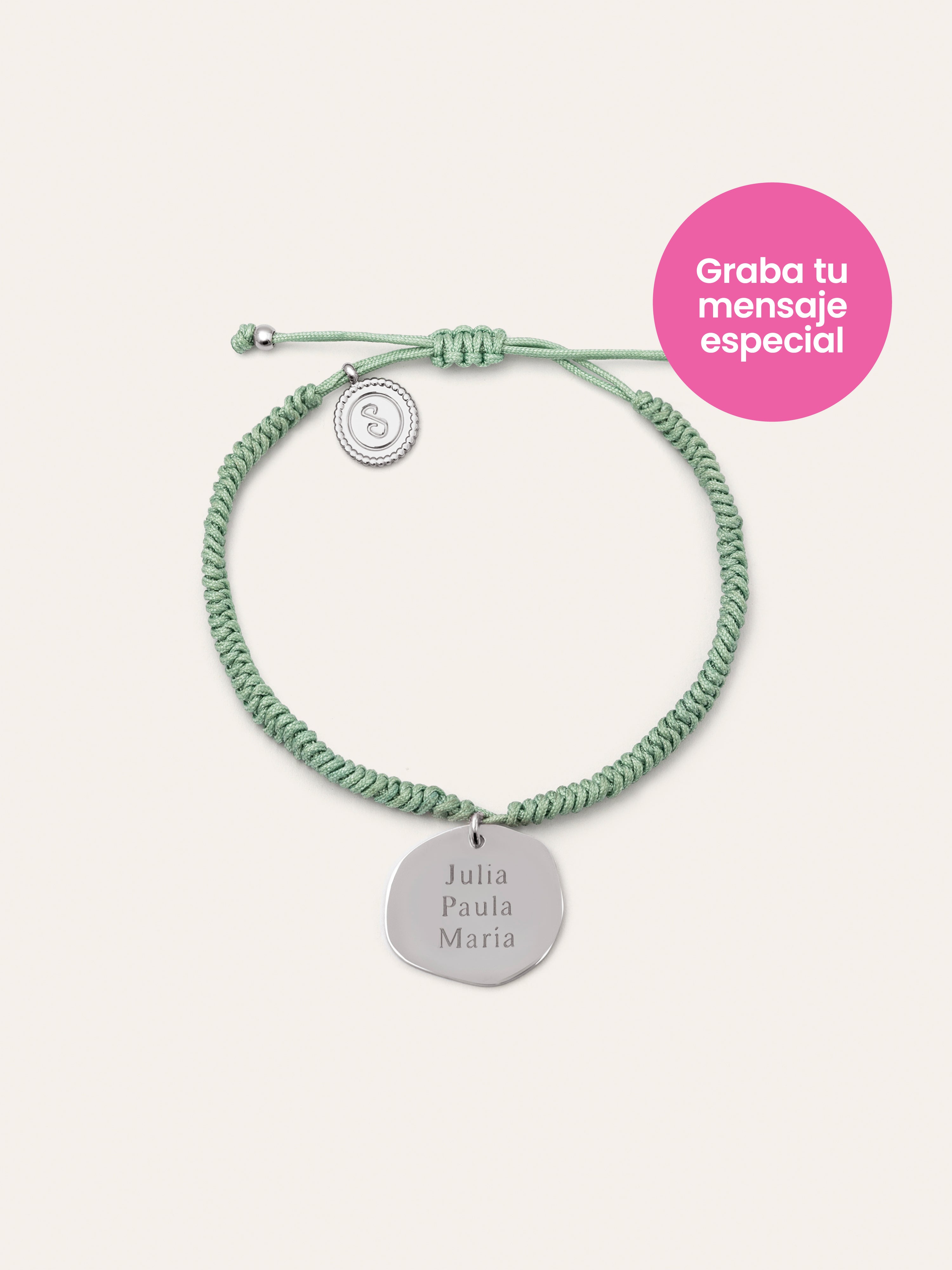 Green Medallion Personalized Stainless Steel Bracelet 