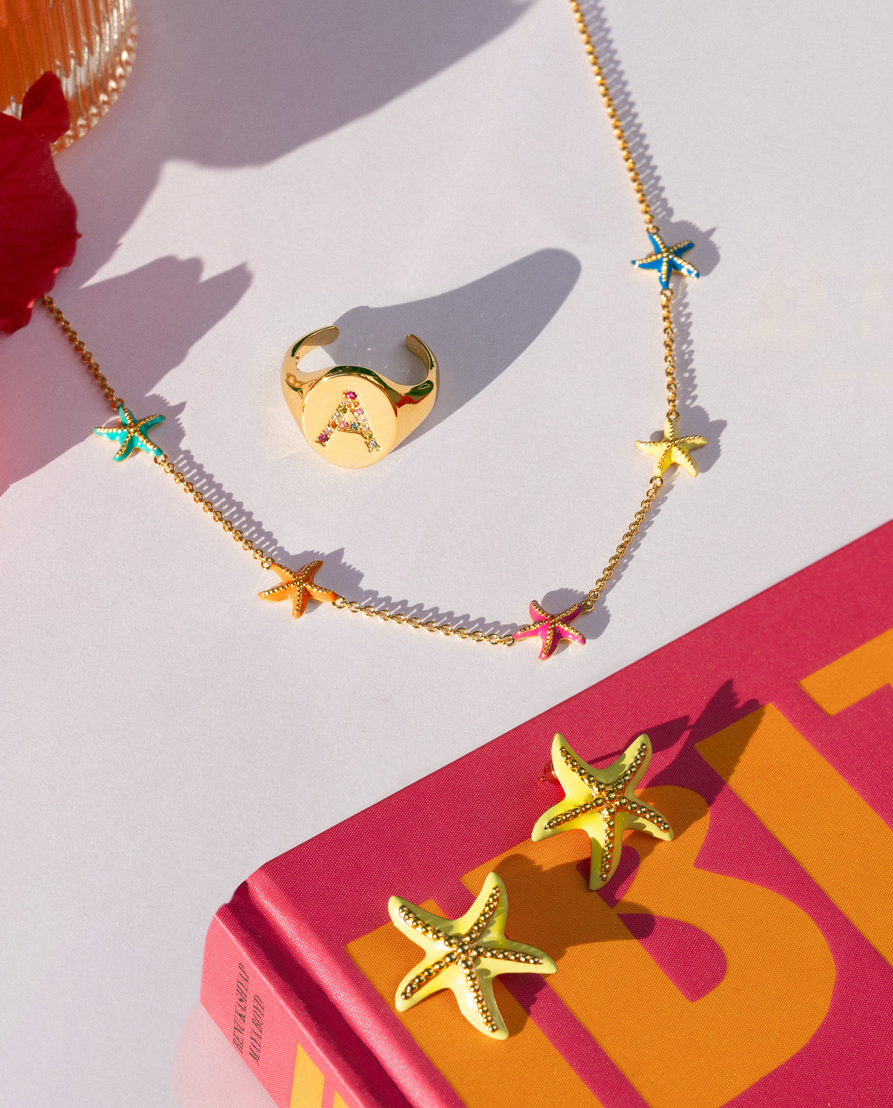 Starfish Enamel Colors Gold Necklace