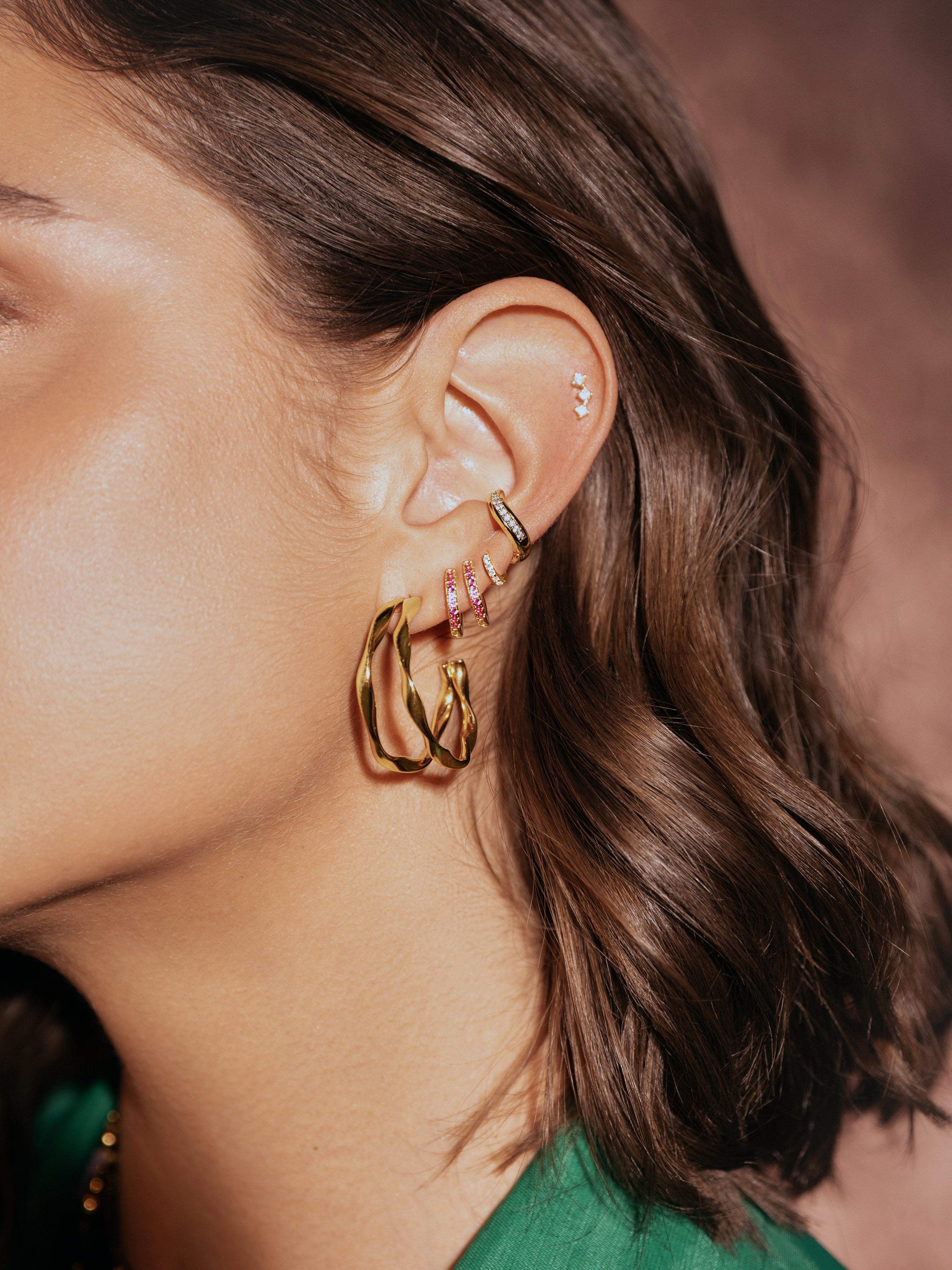 Doble Organic River Stainless Steel Gold Earrings