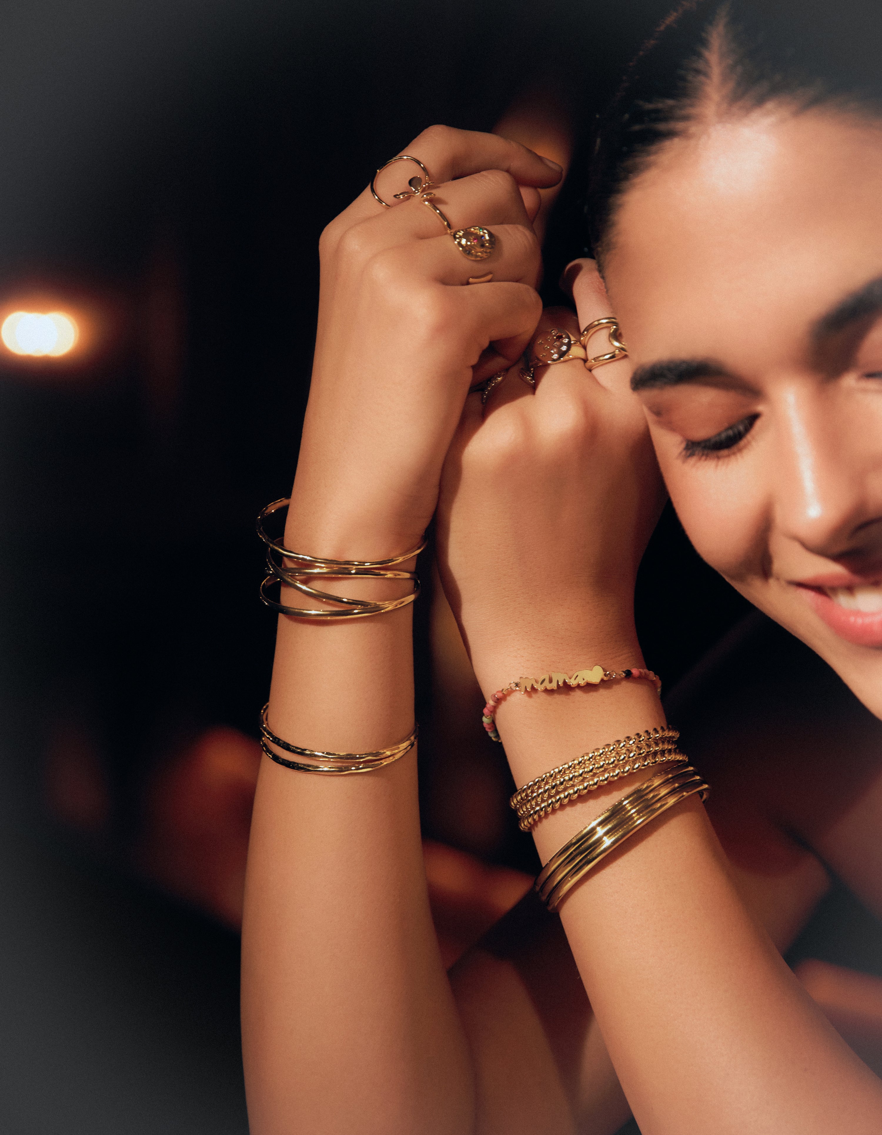 Pulsera Mamá Heart Tourmaline Acero Baño Oro