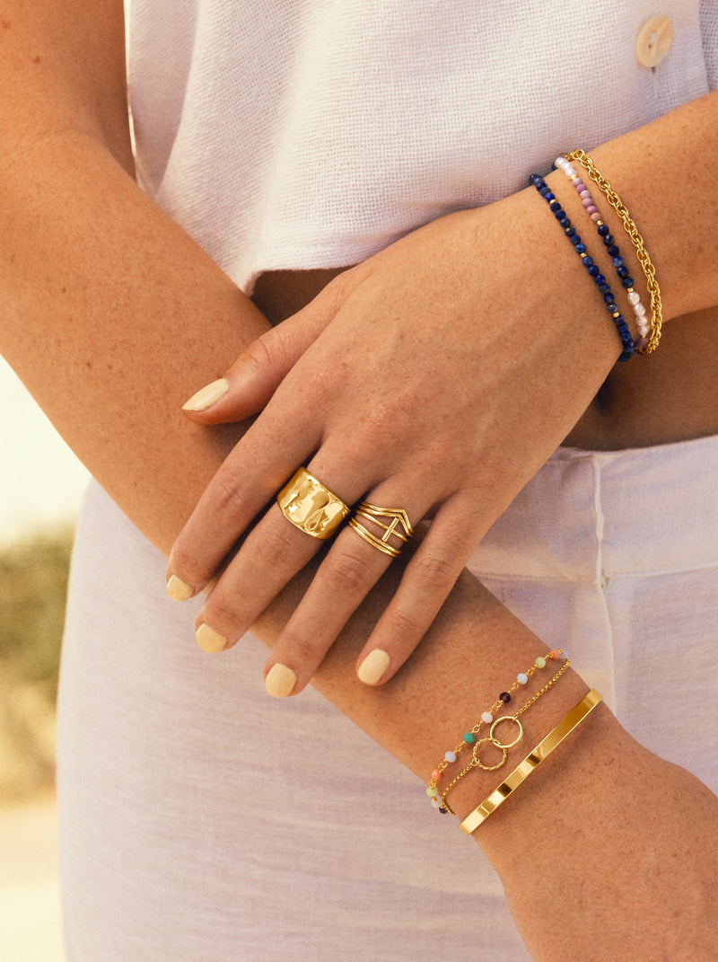 Nefertiti Pack 5 Stainless Steel Gold Rings