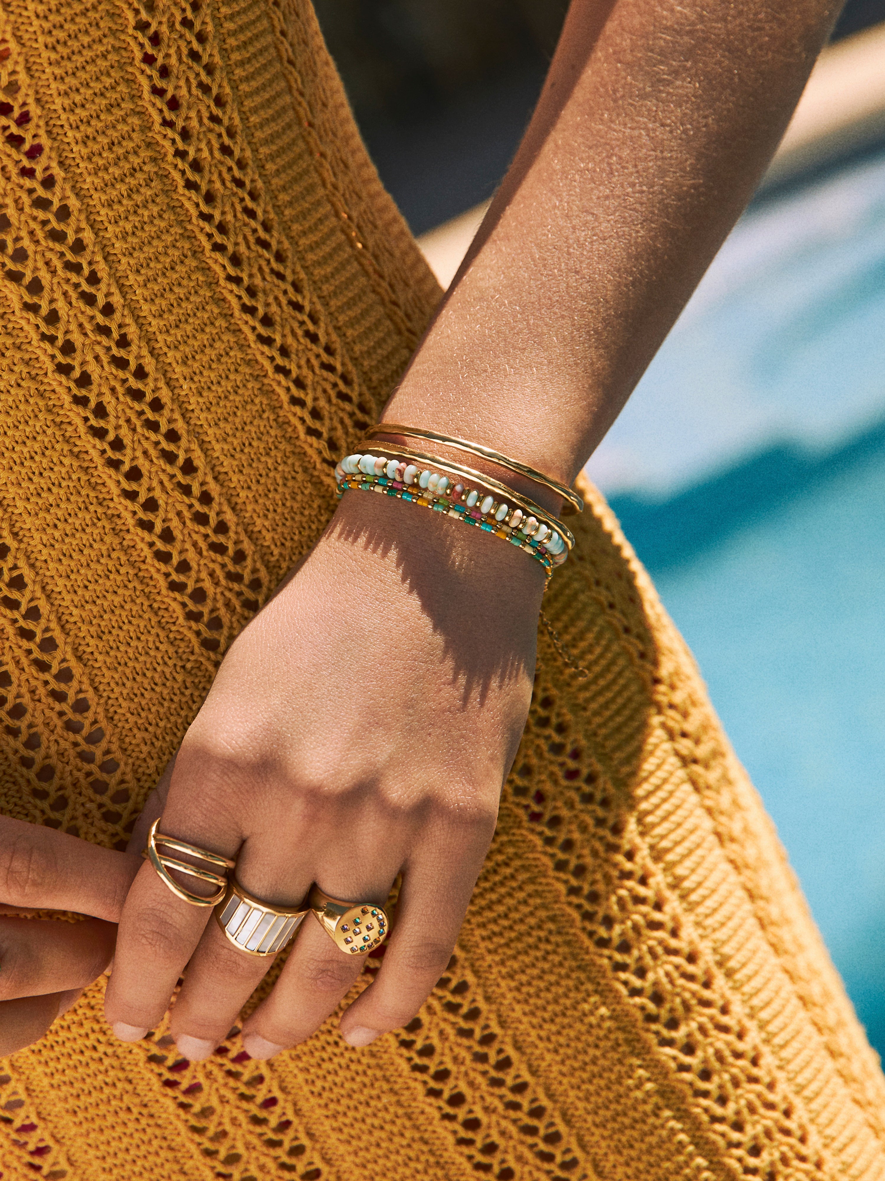 Summer Colors Stainless Steel Gold Bracelet 