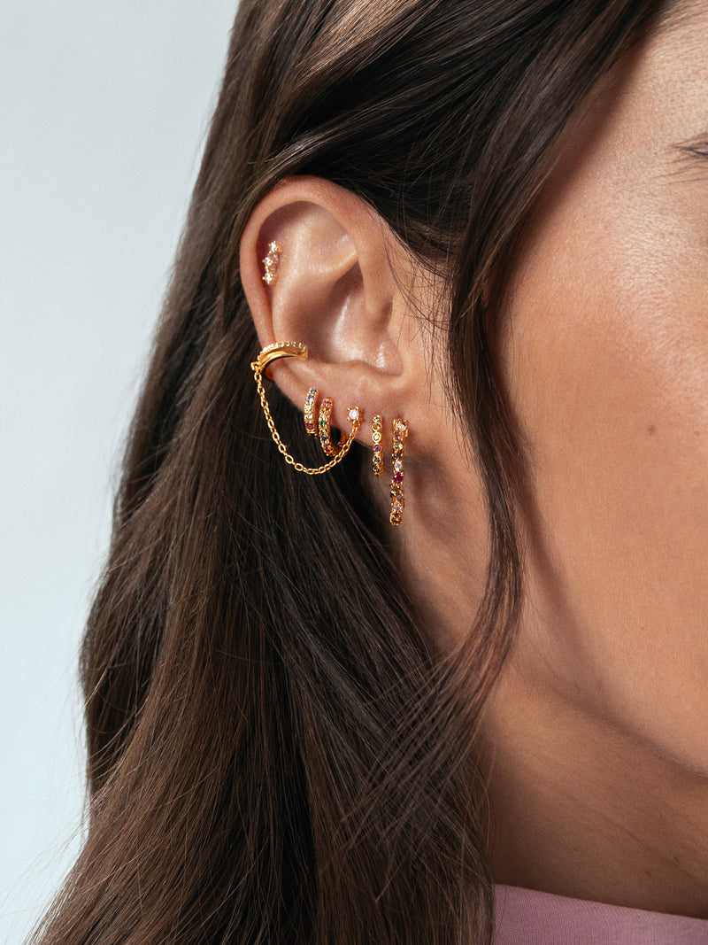  Orbit  Stainless Steel Gold Hoop Earrings