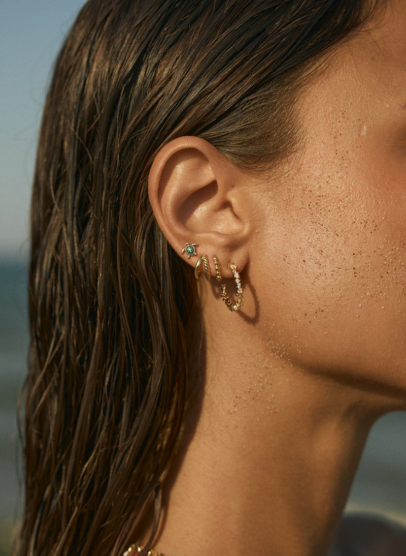 Double Tressia Gold Single Earring