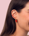 Heart Red Enamel Gold Single Earring