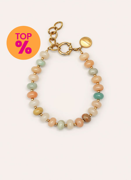 Pulsera Ámbar Stones Acero Baño Oro
