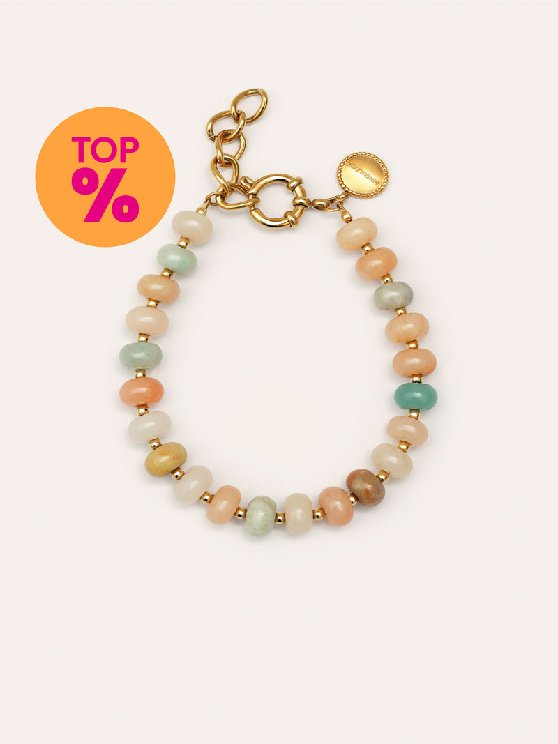Pulsera Ámbar Stones Acero Baño Oro