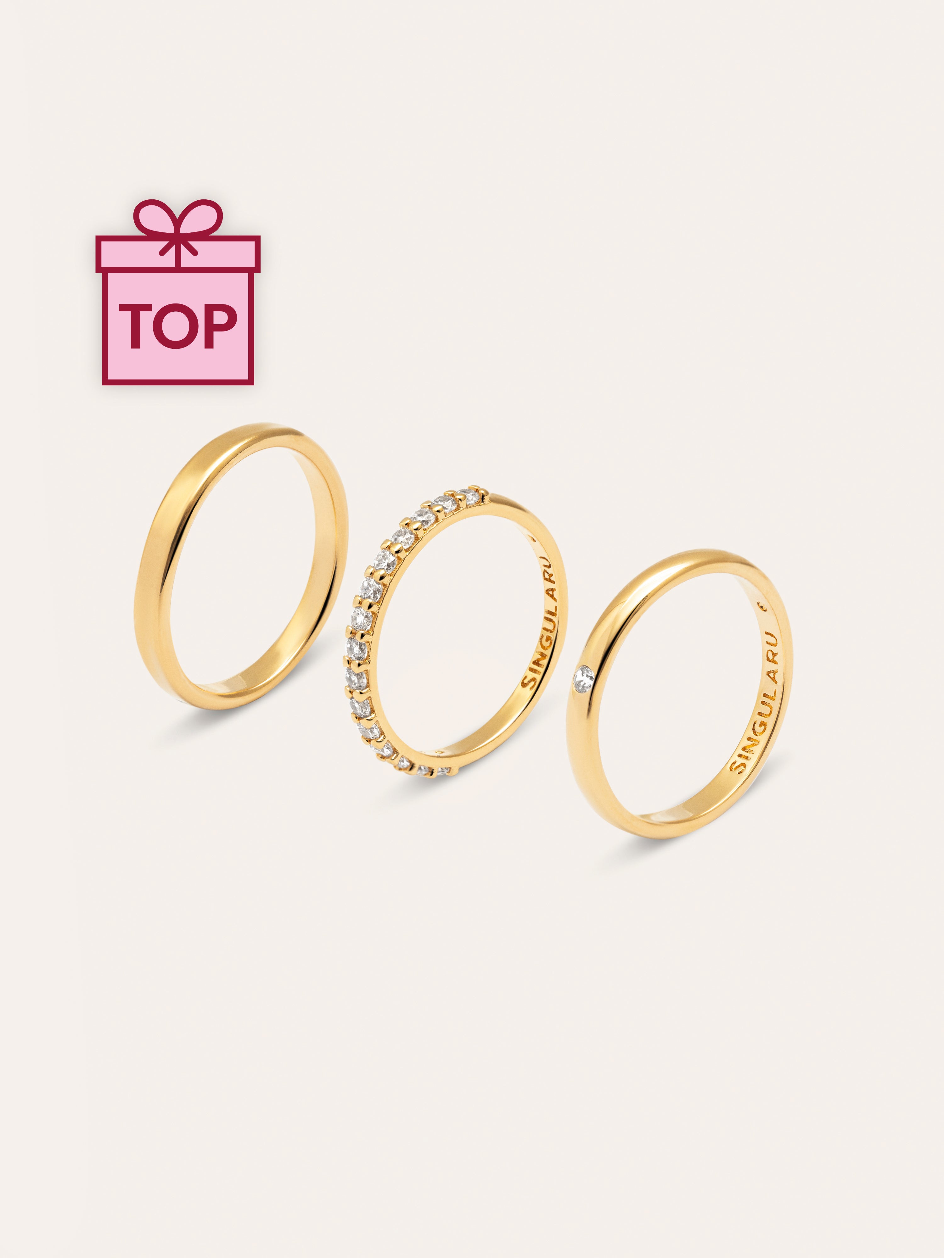 Pack 3 Anillos Choices Baño Oro