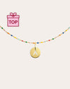 Collar Personalizado Colors Enamel Letter Plata Baño Oro