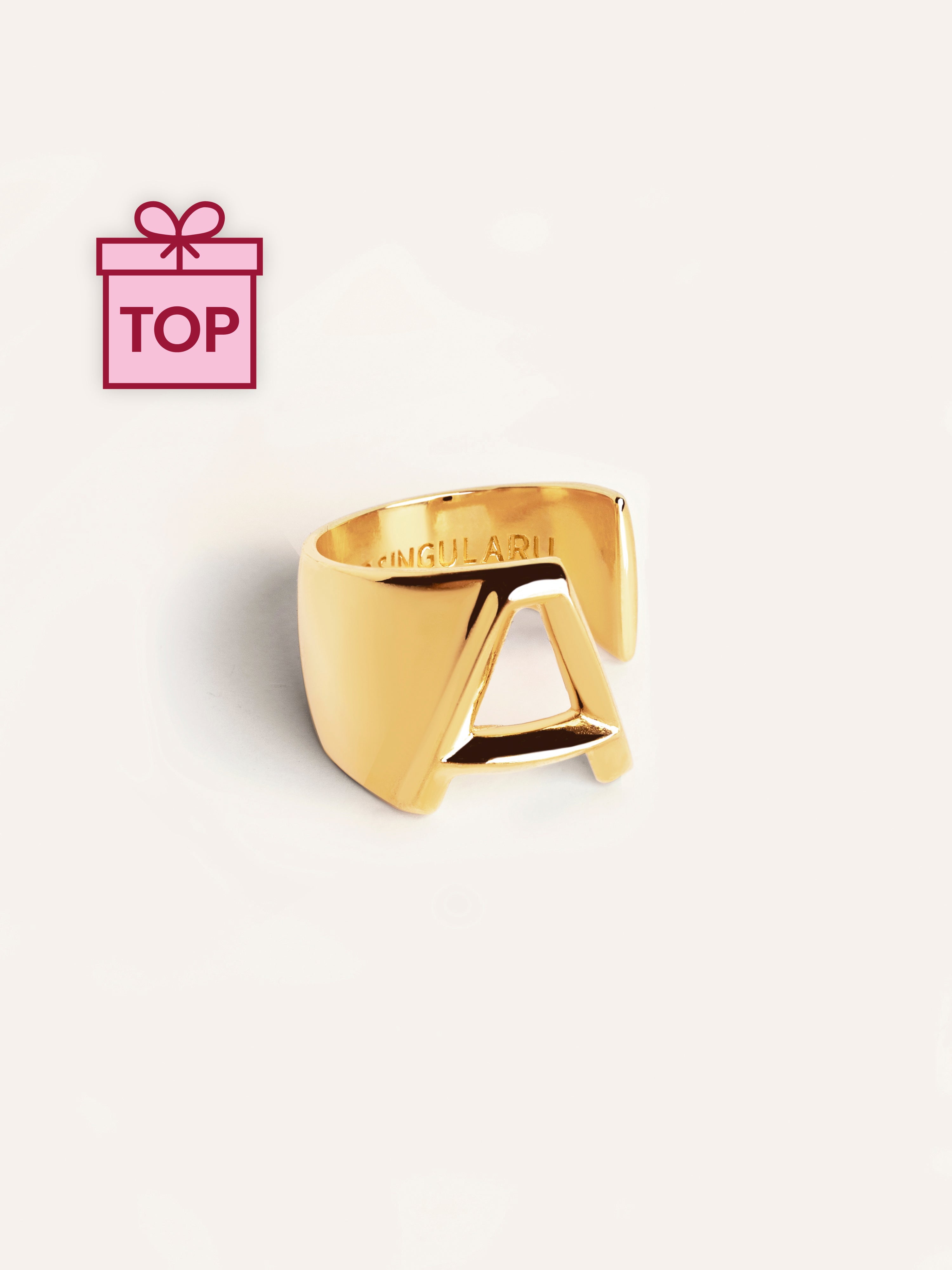 Anillo Personalizado Letter Signet Baño Oro