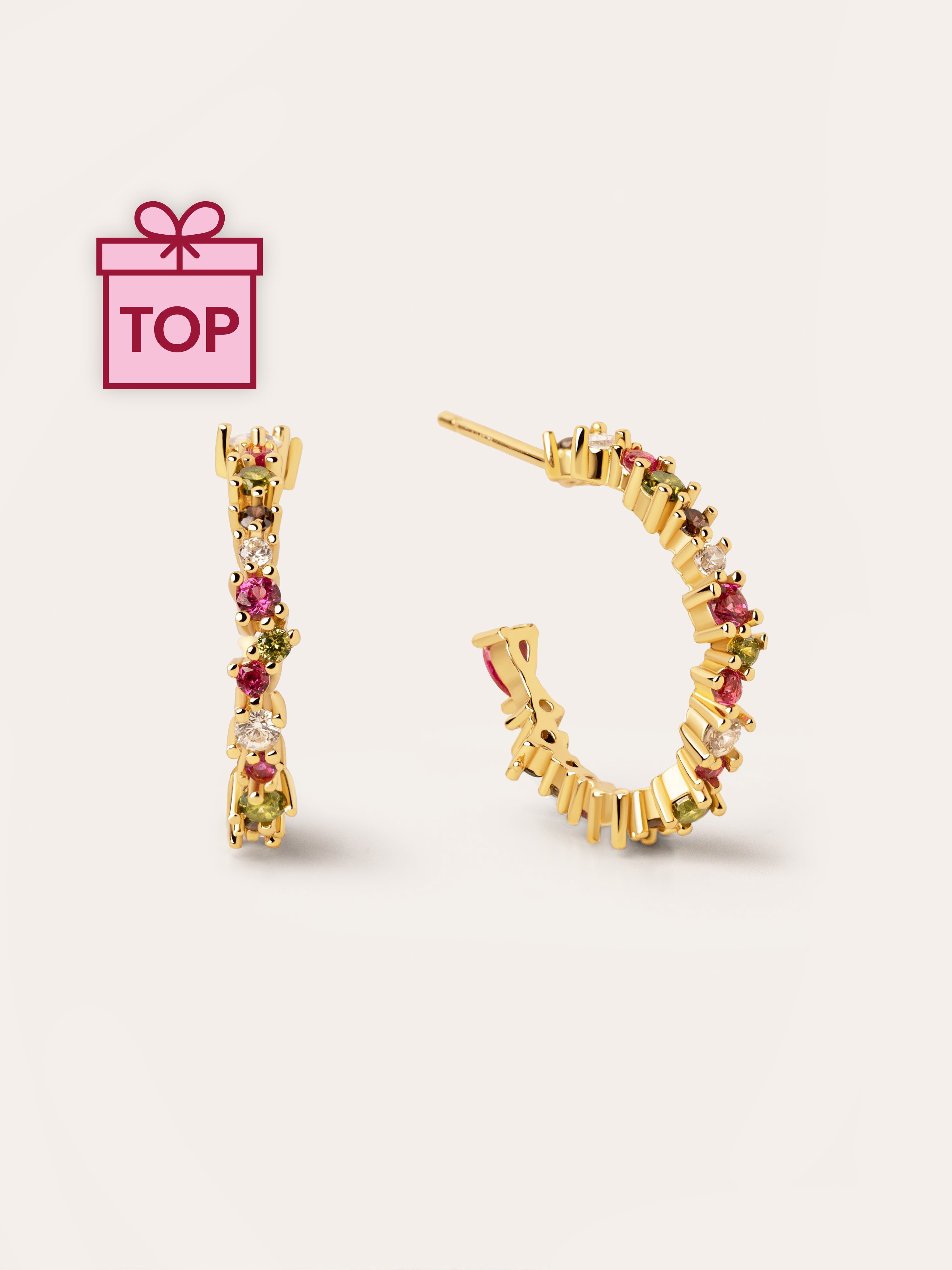 Pendientes Aro Estellar Colors Plata Baño Oro