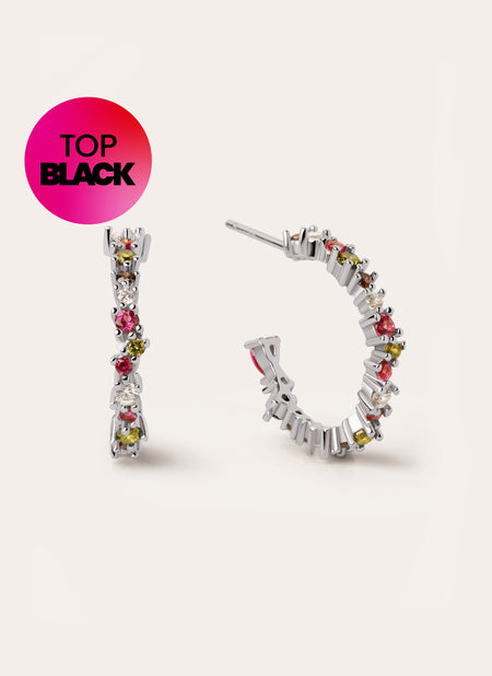 Pendientes Aro Estellar Colors Plata