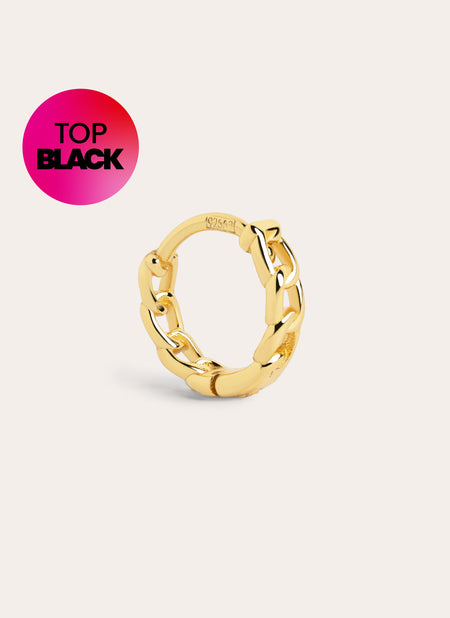 Pendiente Suelto Aro Chain S Plata Baño Oro