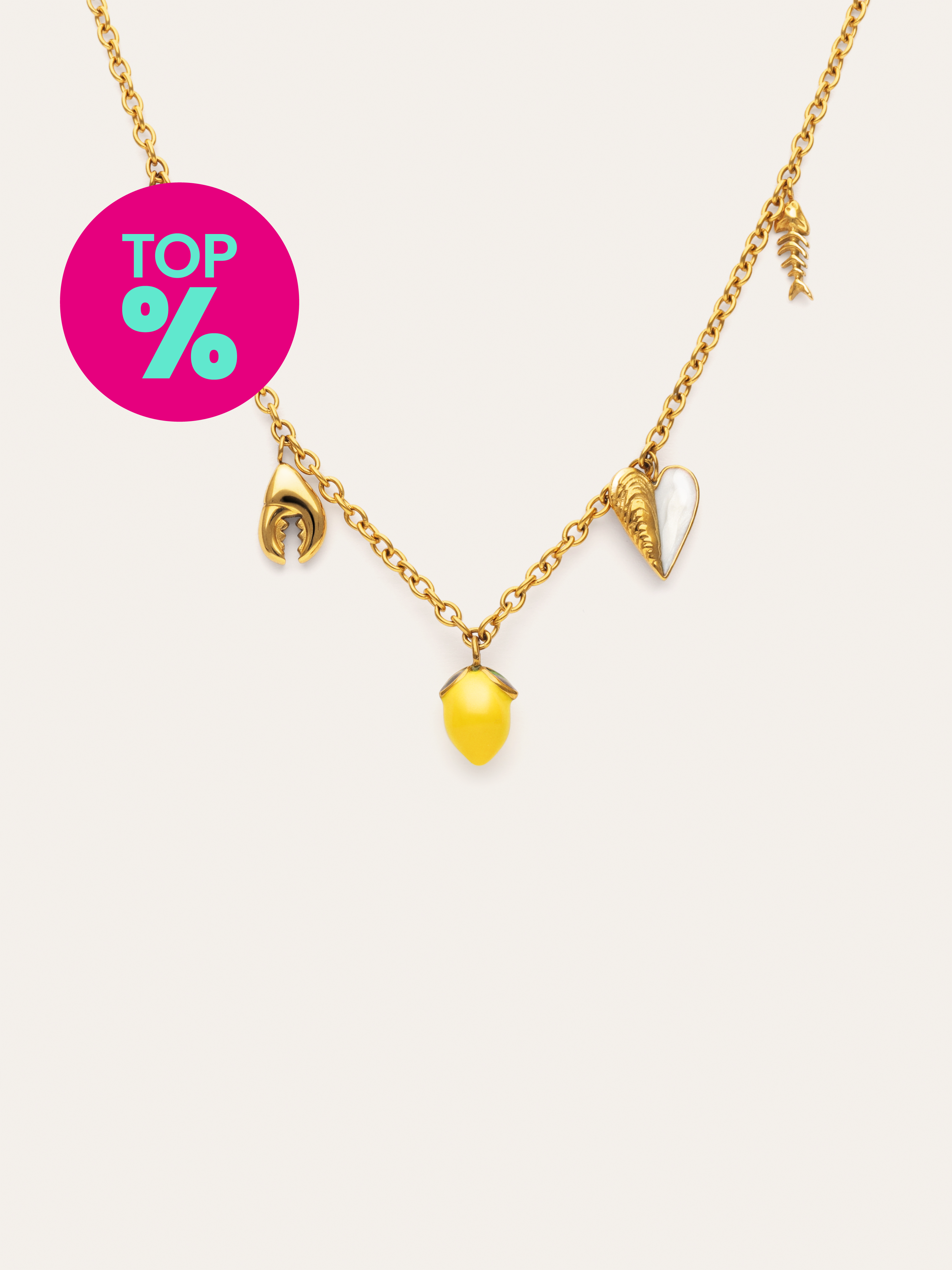 Collar Multicharm Aperitivo Marino Acero Baño Oro